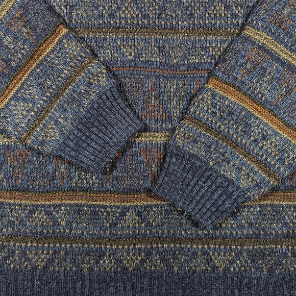 Vintage 90s Town Craft Sweater Men's Size Large Abstract Pullover Blue - Picture 5 of 7